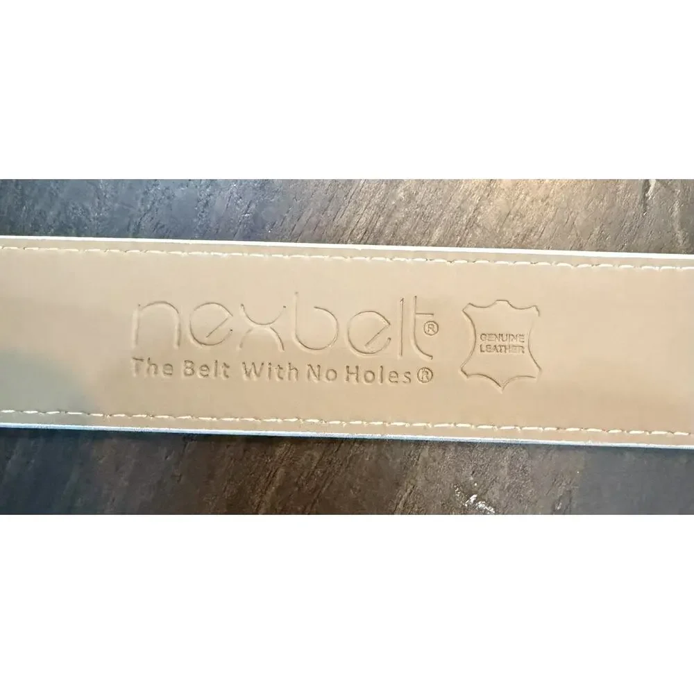 X-21 NWOT Nexbelt Go-In White Genuine Leather Golf Belt Silver Buckle Up To 37 L